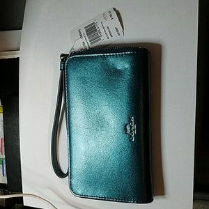 teal coach wallet